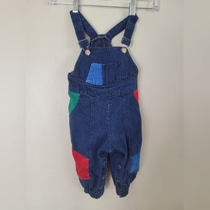 Vintage Buster Brown Denim Overalls with Colorful Panels